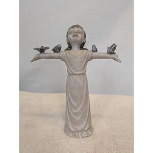 Design Toscano Girl With Birds Figurine Statue 6" Resin Stone Look Nature Lover